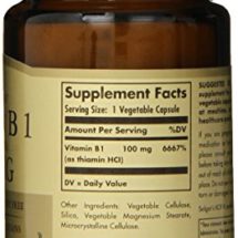 Solgar Vitamin B1 Thiamin Vegetable Capsules, 100 mg, 100 Count Solgar Vitamin B1 Thiamin Vegetable Capsules, 100 mg, 100 Count