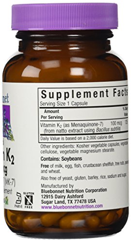 BlueBonnet Vitamin K2 Vegetarian Capsules, 100 Count BlueBonnet Vitamin K2 Vegetarian Capsules, 100 Count