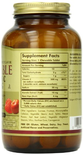 Solgar Vitamin C Chewable Tablets, 500 Mg, Cran Raspberry, 90 Count Solgar Vitamin C Chewable Tablets, 500 Mg, Cran Raspberry, 90 Count