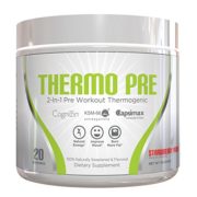 THERMO PRE - All-Natural 2-In-1 Pre Workout Thermogenic Fat Burner, Non-Habit Forming Sustained Energy Weight Loss Formula with KSM-66 Ashwagandha, Capsimax and Cognizin, Strawberry Punch, 20 Serving