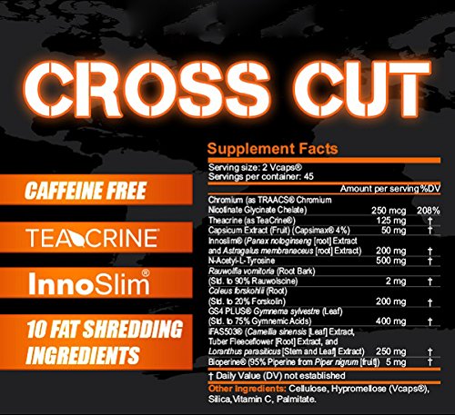CROSS CUT - All-Natural Caffeine Free Thermogenic Fat Burner for Men and Women, Non-Habit Forming Sustained Energy with Teacrine & 7 More Clinically Fat Loss Proven Ingredients, 60 Vcaps CROSS CUT - All-Natural Caffeine Free Thermogenic Fat Burner for Men and Women, Non-Habit Forming Sustained Energy with Teacrine & 7 More Clinically Fat Loss Proven Ingredients, 60 Vcaps