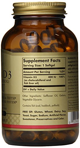 Solgar, Vitamin D3 (Cholecalciferol) 400 IU, 250 Softgels Solgar, Vitamin D3 (Cholecalciferol) 400 IU, 250 Softgels
