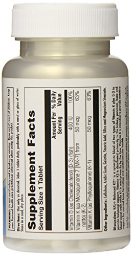 KAL Balanced K2 Plus D-3 Tablets, 100 mcg, 60 Count KAL Balanced K2 Plus D-3 Tablets, 100 mcg, 60 Count