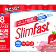SlimFast Ready to Drink Bottles, Strawberries and Cream Meal Replacement Shake, 11-Ounces, 8 Count