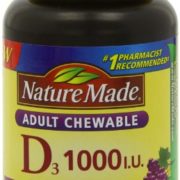 Nature Made Adult Chewable D3 1,000 I.U. Tablets, Grape, 120 Count